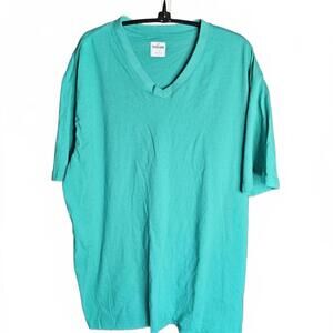 Spalding Men's Large V-Neck T-Shirt Turquoise